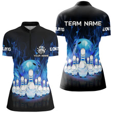 Load image into Gallery viewer, Blue Flame Bowling Shirts For Women Custom Bowling Team League Jerseys Bowling Uniform Outfits NQS8792