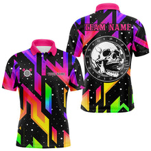 Load image into Gallery viewer, Colorful Black Skull Darts Board Dart Polo, Quarter Zip Shirts For Men Custom Team Dart Jerseys NQS9020