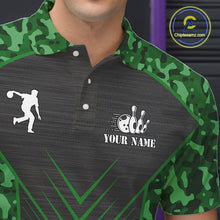 Load image into Gallery viewer, Mens Bowling Polo, Quarter Zip Shirts Custom green camo American flag team bowling League Jerseys NQS11117