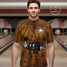 Load image into Gallery viewer, Funny Bowling Cowboy vintage retro Bowling Shirts for Men Custom Team mens bowling outfits | Brown NQS11128