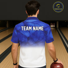 Load image into Gallery viewer, Blue and White Bowling Hawaiian Shirt Custom Team Bowling button up shirt, gift for bowlers NQS11321