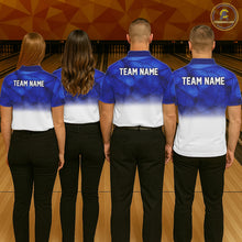 Load image into Gallery viewer, Blue and White Bowling Polo, Quarter Zip Shirt For Men Custom Team Bowling jerseys NQS11321