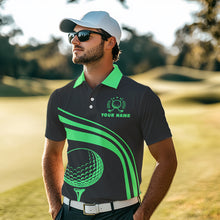 Load image into Gallery viewer, Personalized polo golf shirts for men custom black and green mens golf shirts team golf jersey NQS9431