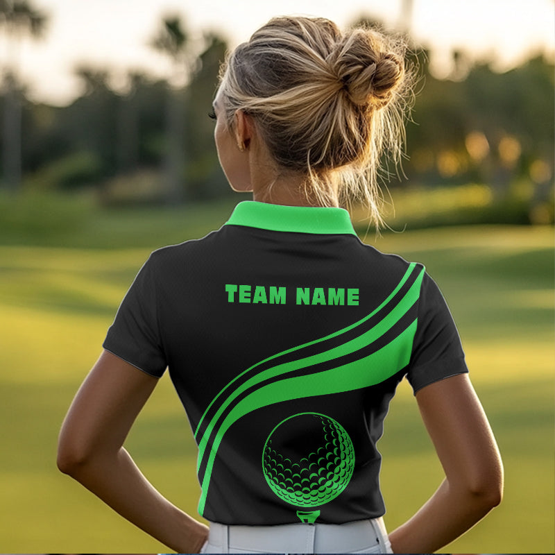 Personalized polo golf shirts for women custom black and green Womens golf shirts team golf jersey NQS9431