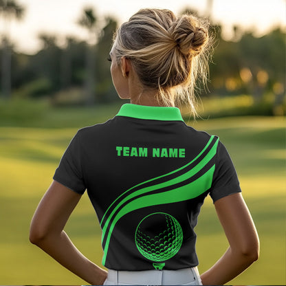 Personalized polo golf shirts for women custom black and green Womens golf shirts team golf jersey NQS9431