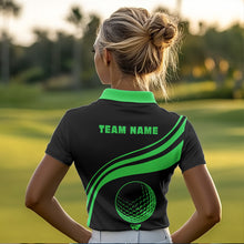 Load image into Gallery viewer, Personalized polo golf shirts for women custom black and green Womens golf shirts team golf jersey NQS9431