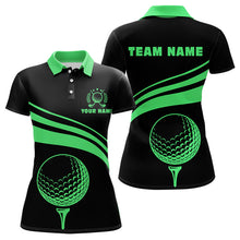 Load image into Gallery viewer, Personalized polo golf shirts for women custom black and green Womens golf shirts team golf jersey NQS9431