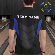 Load image into Gallery viewer, Navy blue and Black Mens Bowling Jerseys Custom Team bowling polo shirts for men, bowling zip jerseys NQS11532