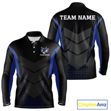 Load image into Gallery viewer, Navy blue and Black Mens Bowling Jerseys Custom Team bowling polo shirts for men, bowling zip jerseys NQS11532