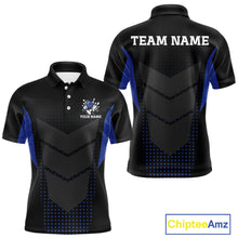 Load image into Gallery viewer, Navy blue and Black Mens Bowling Jerseys Custom Team bowling polo shirts for men, bowling zip jerseys NQS11532