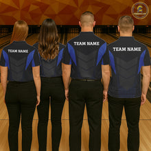 Load image into Gallery viewer, Navy blue and Black Mens Bowling Jerseys Custom Team bowling polo shirts for men, bowling zip jerseys NQS11532