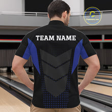Load image into Gallery viewer, Navy blue and Black Mens Bowling Jerseys Custom Team bowling polo shirts for men, bowling zip jerseys NQS11532