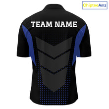 Load image into Gallery viewer, Navy blue and Black Mens Bowling Jerseys Custom Team bowling polo shirts for men, bowling zip jerseys NQS11532