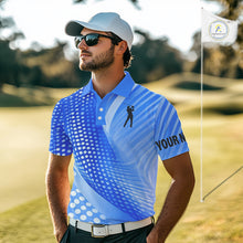 Load image into Gallery viewer, Blue Mens golf polo shirts custom team golf tops for men, personalized golf gifts NQS11533