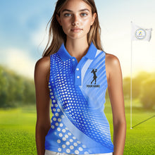 Load image into Gallery viewer, Blue Womens sleeveless shirts custom team golf tops for ladies, personalized golf gifts NQS11533