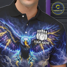 Load image into Gallery viewer, Custom Blue Lightning Thunder Eagle Bowling team shirts For Men, cool Bowling jersey gift for bowlers NQS11537