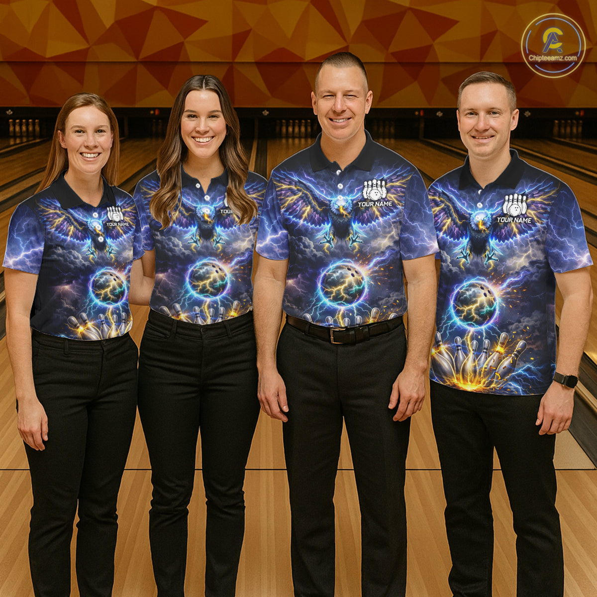 Custom Blue Lightning Thunder Eagle Bowling team shirts For Men, cool Bowling jersey gift for bowlers NQS11537