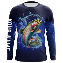 Load image into Gallery viewer, Rainbow Trout Fishing blue lightning 3D All Over printed Customized Name Fishing apparel NQS313