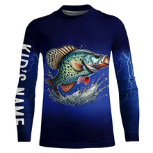 Load image into Gallery viewer, Crappie Fishing Blue lightning 3D All Over printed Customized Name UV protection fishing Shirts NQS315