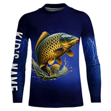 Load image into Gallery viewer, Carp Fishing blue lightning 3D All Over printed shirts Customized Name Carp fishing jerseys NQS316