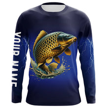 Load image into Gallery viewer, Carp Fishing blue lightning 3D All Over printed shirts Customized Name Carp fishing jerseys NQS316