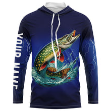 Load image into Gallery viewer, Northern Pike Fishing blue lightning 3D All Over printed fishing shirts Customized Fishing apparel NQS318