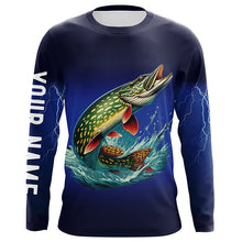 Load image into Gallery viewer, Northern Pike Fishing blue lightning 3D All Over printed fishing shirts Customized Fishing apparel NQS318