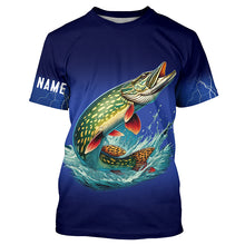 Load image into Gallery viewer, Northern Pike Fishing blue lightning 3D All Over printed fishing shirts Customized Fishing apparel NQS318