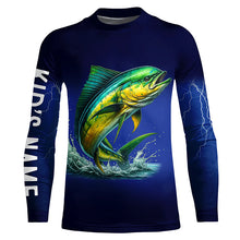 Load image into Gallery viewer, Mahi Mahi Fishing blue lightning 3D All Over printed shirts Customized Name Dorado Fishing apparel NQS314