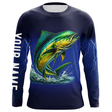 Load image into Gallery viewer, Mahi Mahi Fishing blue lightning 3D All Over printed shirts Customized Name Dorado Fishing apparel NQS314