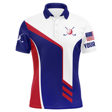 Load image into Gallery viewer, Personalized red white and blue golf polos shirts for men custom patriotic mens golf tops NQS5558