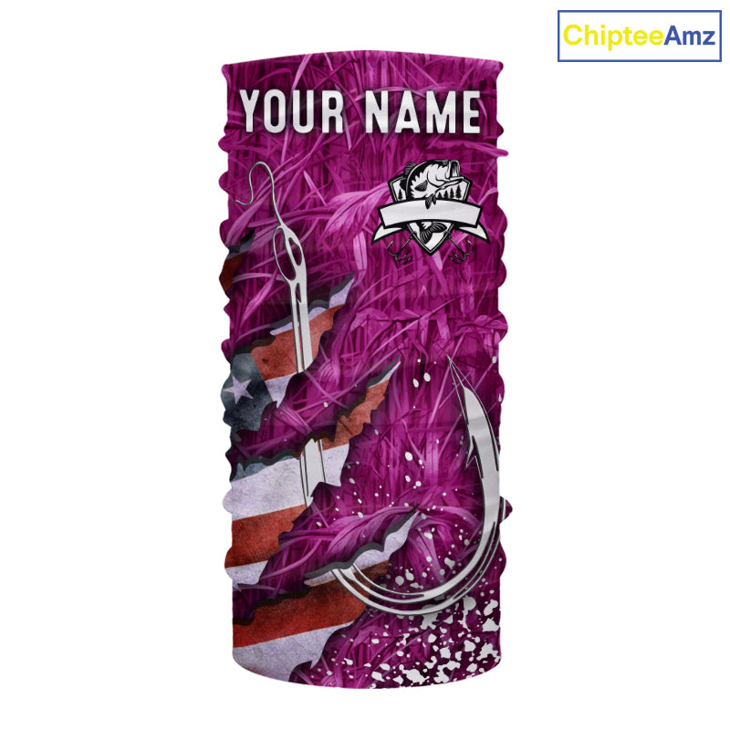 American flag fish hook pink camo fishing custom sun protection performance long sleeve fishing shirt NQS10011