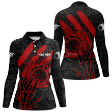 Load image into Gallery viewer, Black and Red Flame Camo golf ball Womens golf polo shirt custom team reaper golf jerseys NQS7915