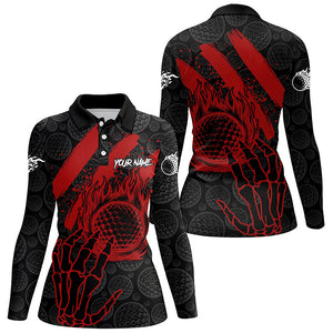 Black and Red Flame Camo golf ball Womens golf polo shirt custom team reaper golf jerseys NQS7915