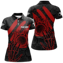 Load image into Gallery viewer, Black and Red Flame Camo golf ball Womens golf polo shirt custom team reaper golf jerseys NQS7915