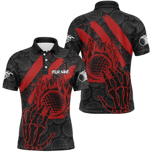 Black and Red Flame Camo golf ball Mens golf polo shirt custom team reaper golf jerseys NQS7915