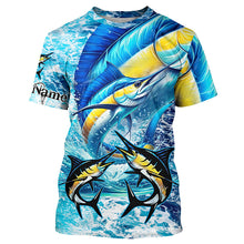 Load image into Gallery viewer, Marlin fishing scales blue sea water camo Custom UV protection performance long sleeve fishing shirts NQS8122