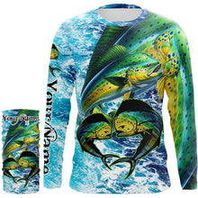 Load image into Gallery viewer, Mahi mahi fishing blue sea water camo Custom UV protection performance long sleeve fishing shirts NQS8123