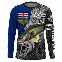 Load image into Gallery viewer, Alberta Flag Walleye Fishing Custom long sleeve performance Fishing Shirts, Walleye Fishing jerseys NQS3819