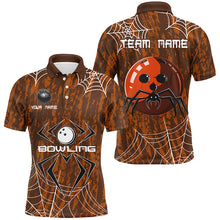 Load image into Gallery viewer, Orange Camo Bowling Polo, 1/4 Quarter zip shirts Custom Spider web Halloween Men Team Bowling jerseys NQS8344