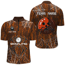 Load image into Gallery viewer, Orange Camo Bowling Polo, 1/4 Quarter zip shirts Custom Spider web Halloween Men Team Bowling jerseys NQS8344