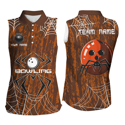 Orange Camo Bowling Sleeveless Polo shirts Custom Spider web Halloween Men Team Bowling jerseys NQS8344