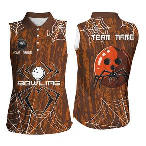 Orange Camo Bowling Sleeveless Polo shirts Custom Spider web Halloween Men Team Bowling jerseys NQS8344
