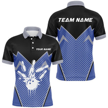 Load image into Gallery viewer, Retro Bowling Polo, Quarter Zip shirts for men custom Bowling Team League Jerseys | Blue NQS8553