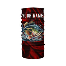 Load image into Gallery viewer, Bass Fishing red lighting Customized name performance Long Sleeve Fishing Shirts NQS2413