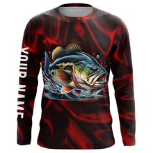 Load image into Gallery viewer, Bass Fishing red lighting Customized name performance Long Sleeve Fishing Shirts NQS2413