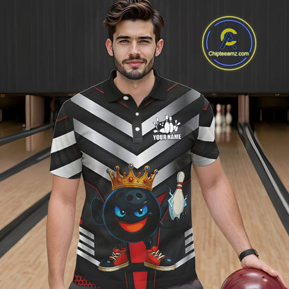 Funny Bowling Shirts Black and Silver Metal Team Bowling Polo, 1/4 Zip Shirts Custom bowling gifts NQS10942