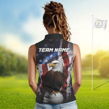 Load image into Gallery viewer, Vintage American Flag Eagle Women Sleeveless Polo Shirt custom patriotic golf shirts, best golf gifts NQS10946