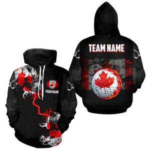 Smoke Canadian Flag Black grunge Golf Hoodies Custom patriotic golf shirts NQS9033