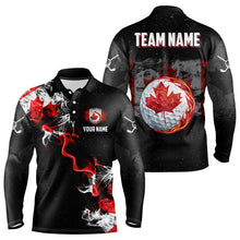 Load image into Gallery viewer, Smoke Canadian Flag Black grunge Men Golf Polo Shirts Custom patriotic golf shirts for men NQS9033